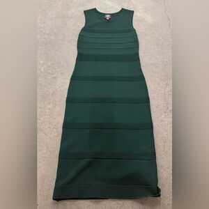 Vince Camuto Green Knit Dress Sleeveless, Mid Length, Sheath, Size S Holiday
